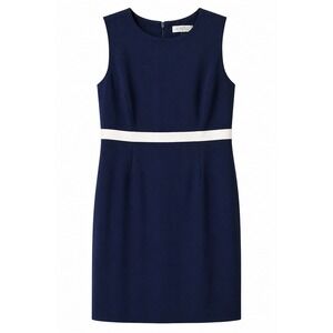 Kasper Navy & Ivory Sleeveless Sheath Dress – 16P – NWT Career Classic MSRP $89